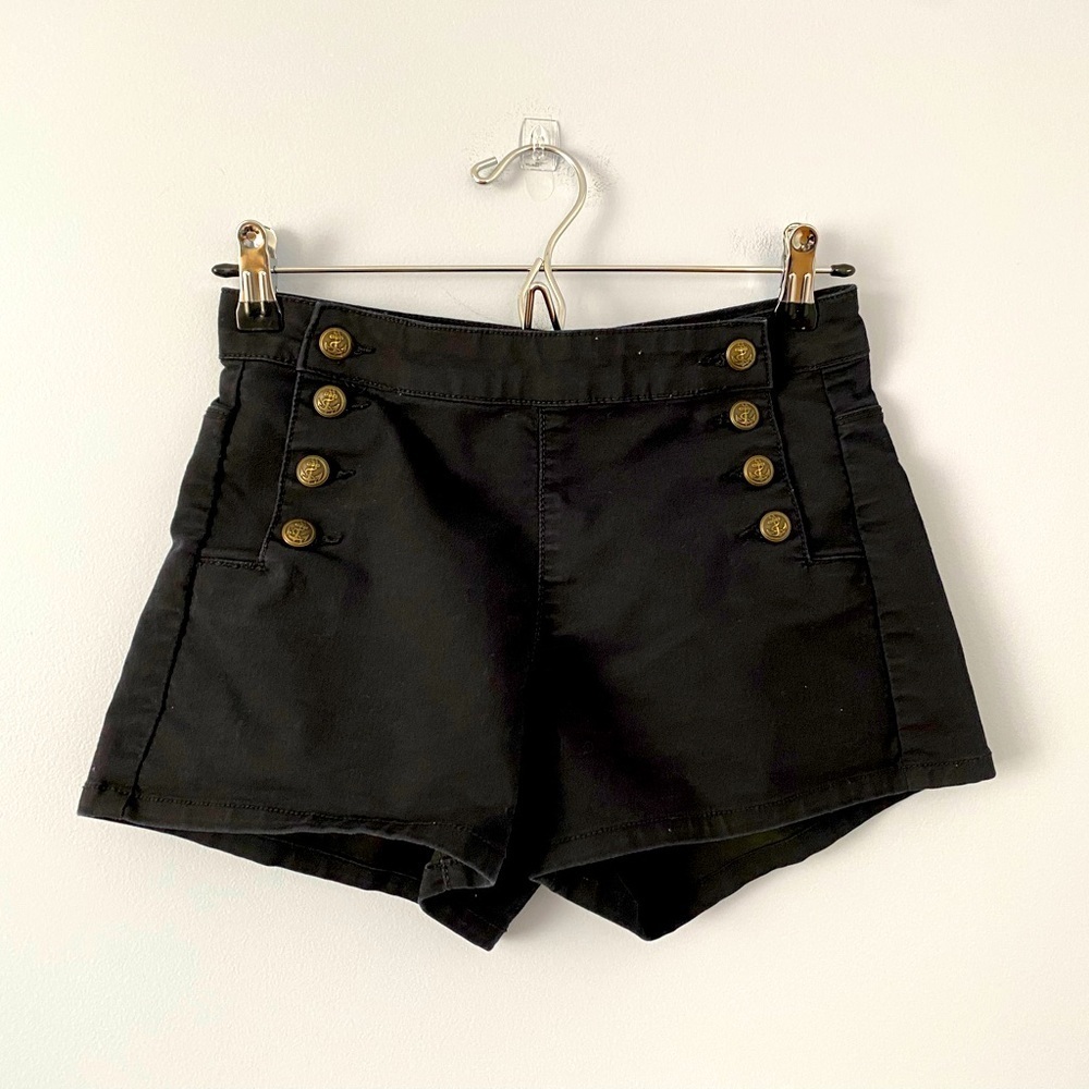 BLACKHEART Size 3 Womans Black Denim High Rise Shorts Stretchy Goth Punk